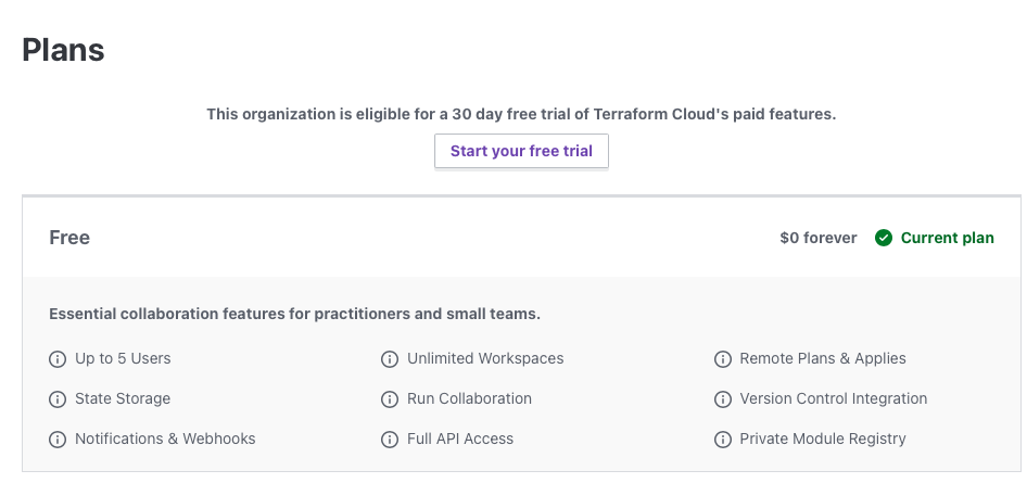 Terraform CLoud Free Tier